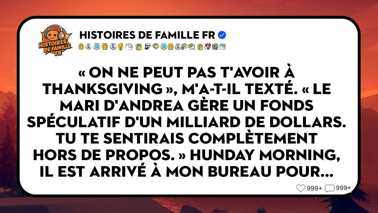 "Saute Thanksgiving", M'écrit Ma Mère. Le Mari De Ma Cousine Gère Mon Portefeuille De 95m$.