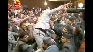 Fighting and chaos break out in Nepal parliament Resimi