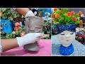 Maceta con botella #cemento #manualidades #clay