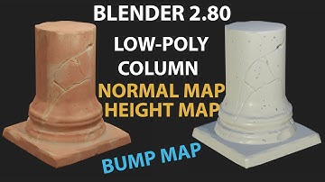 Blender  2.8 / 2.80 Modelling a low-poly column / PAINTING HEIGHT MAP / BUMP MAP