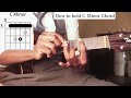How to hold c minor chord on guitar  beginner lesson