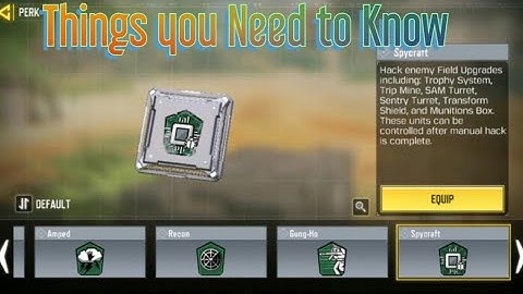 How Does Spy-craft perk works on CODM