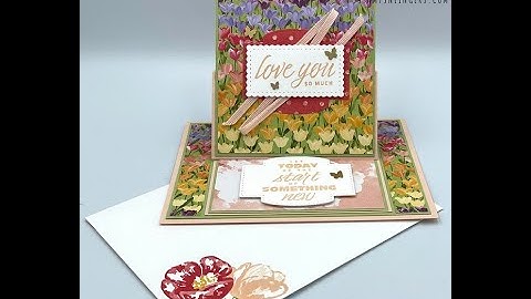 Stampin Up//Flowering Tulips//Flowering Fields DSP//Easel Card//Stitched So Sweetly Dies//Fun Fold