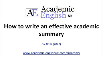 How to write an effective academic summary