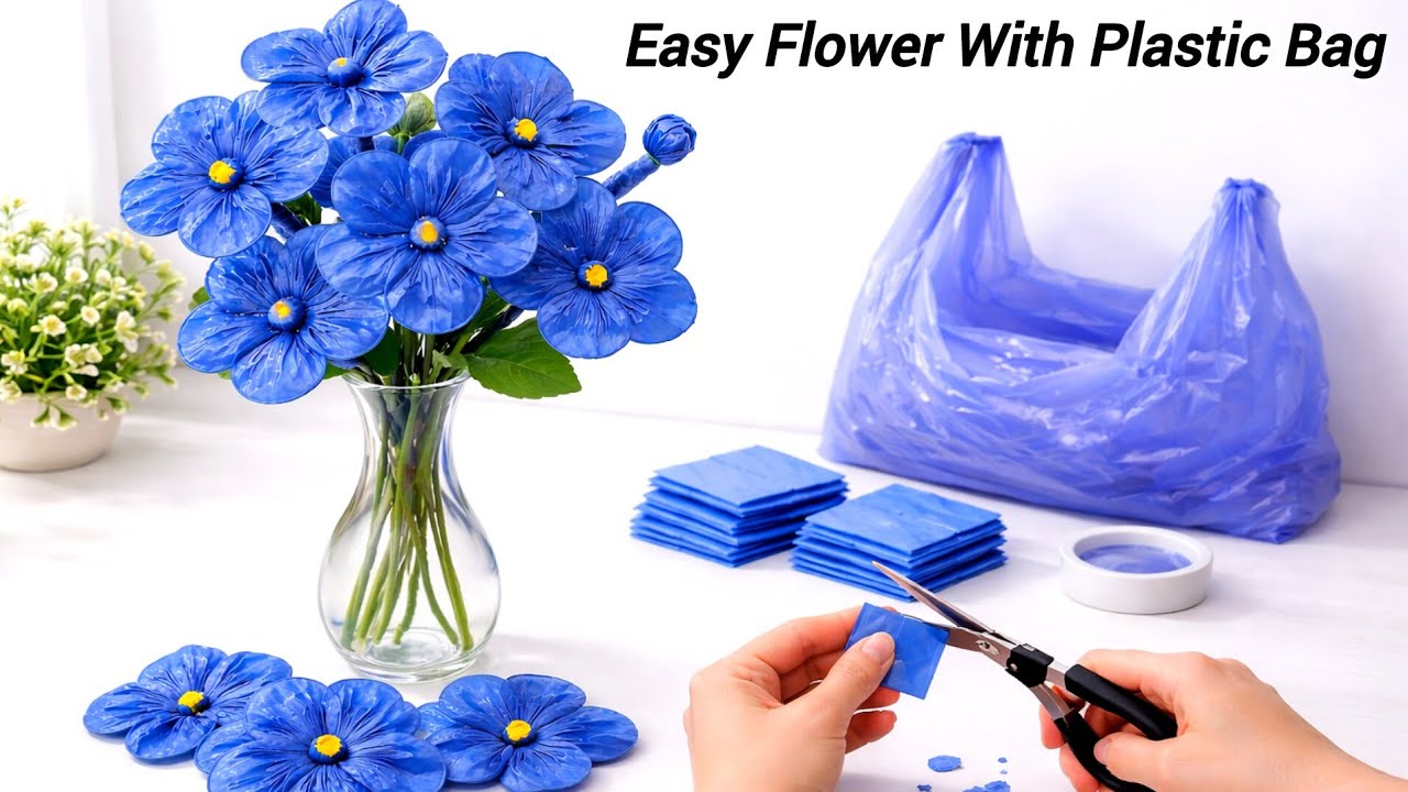 How to Make Beautiful Flowers from Plastic Bag|DIY Flowers from Polythene Bag |Cute Room Decor Ideas