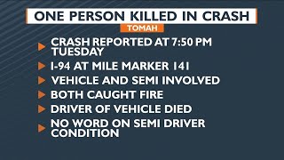 One person killed in crash