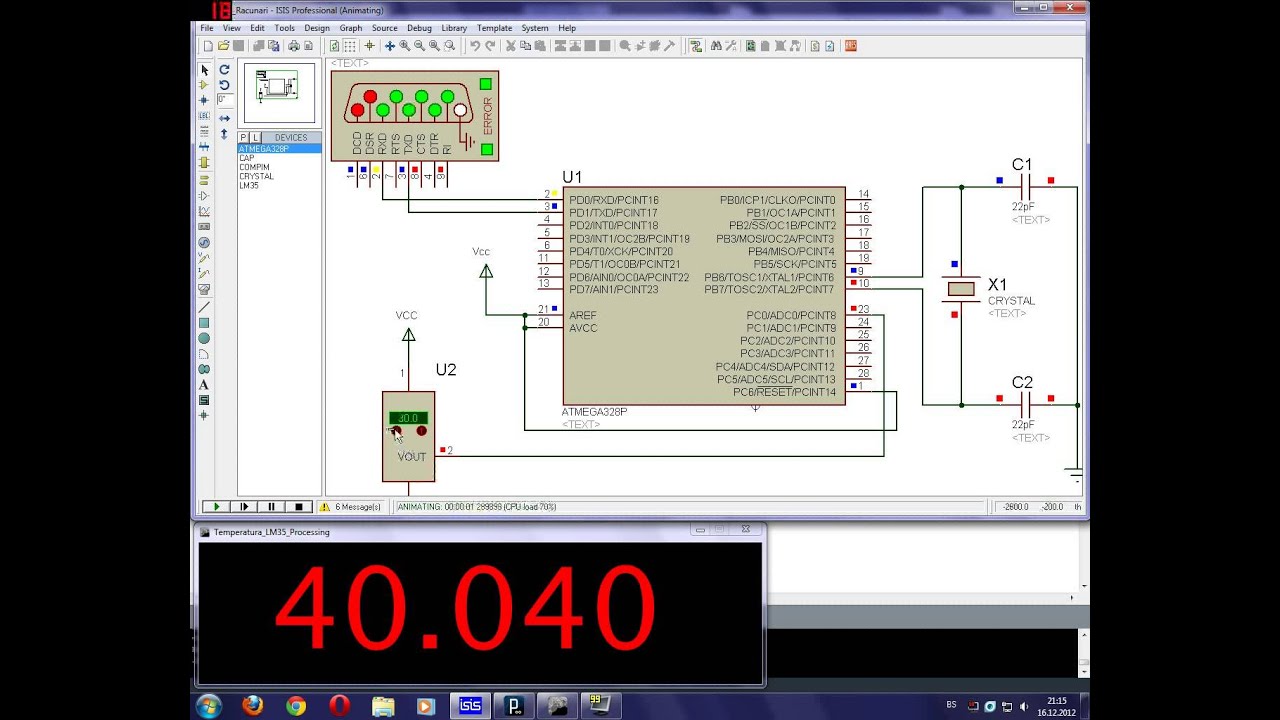 Proteus temperature simulation with processing and LM35 sensor YouTube