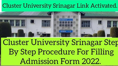 Cluster University Srinagar Procedure For Filling Admission Form For Ug Hons Courses 2022