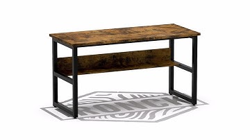 IRONCK Industrial Computer Desk 47" with Bookshelf, Office Desk, Writing Desk 360° View