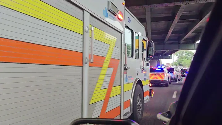 UMDNJ EMS Rescue  Responding Car In Water Route 21 Newark Nj