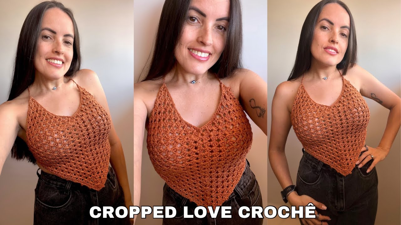 Укороченный вязаный крючком топ 