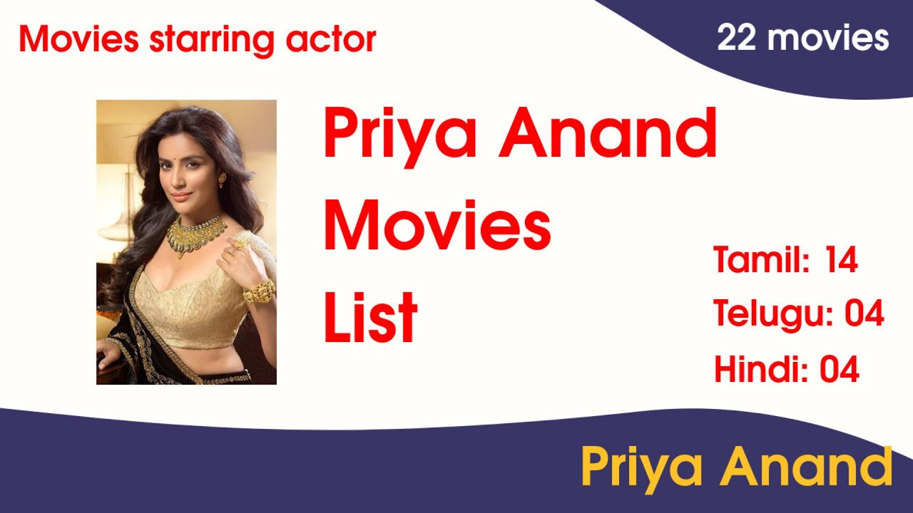 Actress Priya Anand Movies List & Top Facts
