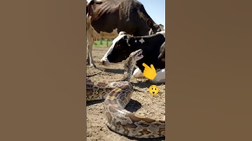 Cow Cornered by a Giant Python?! 🐍🐄 #youtubeshorts #animals #shorts #cow #vs #python #short