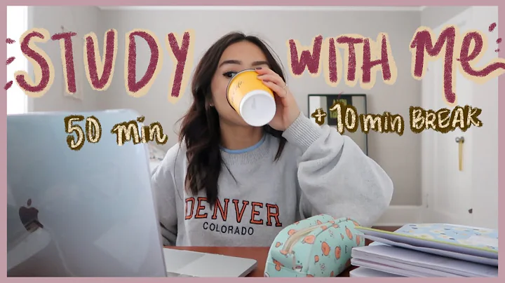 REAL TIME study with me (no music) : 2 hour pomodoro session (50 min) with break (background noise)