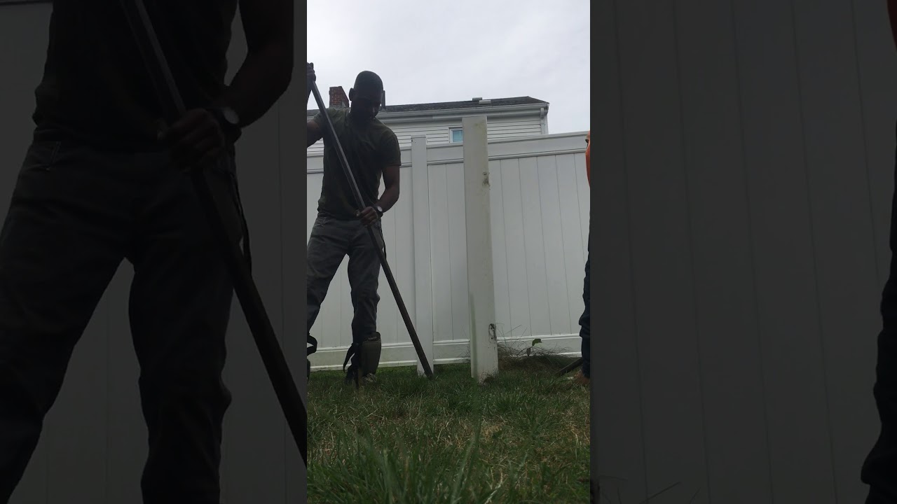 Removing vinyl fence posts with concrete - YouTube