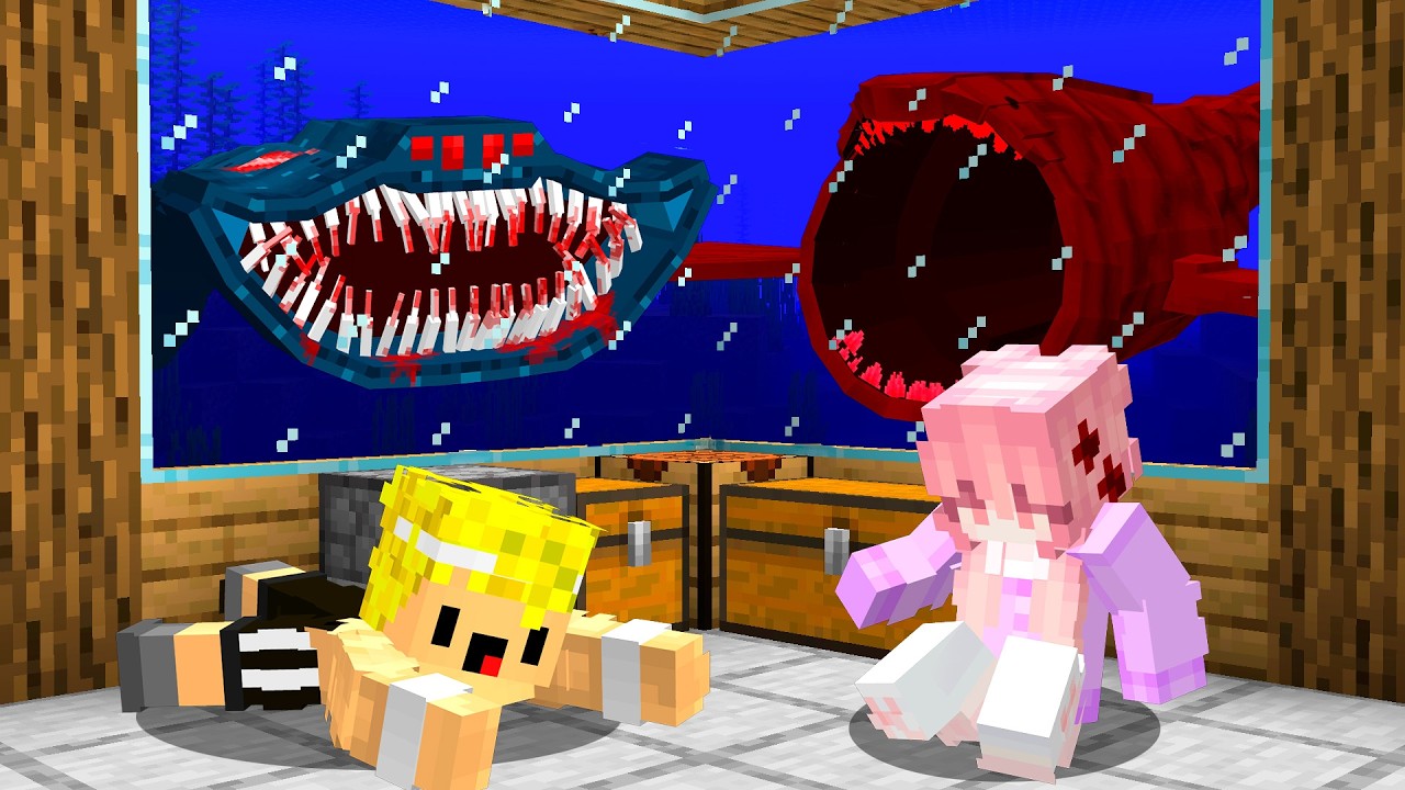 Hice un ACUARIO contra los MONSTRUOS MARINOS en Minecraft...