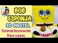 Bob Esponja 3D Pastel paso a paso  ( tutorial decoración)