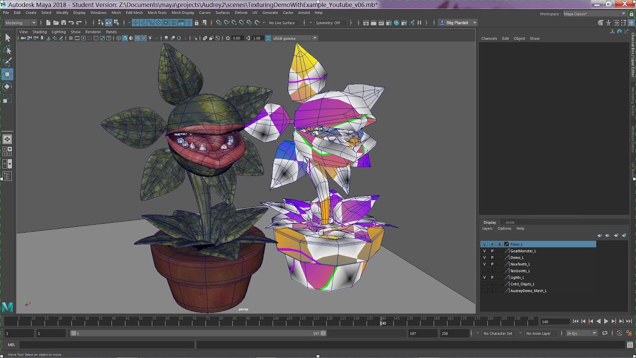Audrey II - Maya Project Tutorial - Part 14 - UV Export Into Photoshop ...