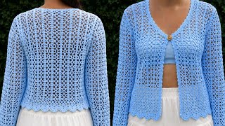 BEAUTIFUL💯💕 Crochet Women Sweater Stitch Pattern 😻 Super Easy Crochet Summer Cardigan Stitch pattern