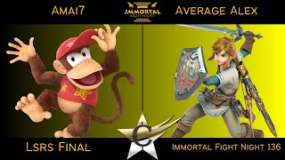 Immortal Fight Night 136 Lsrs Final - Amai7 (Diddy Kong) vs Average Alex (Link) - SSBU