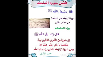 السورة التي تنجي حافظها من عذاب القبر(من اقوال المصطفى صل الله عليه وسلم)