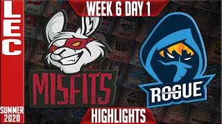 MSF vs RGE Highlights | LEC Summer 2020 W6D1 | Misfits Gaming vs Rogue