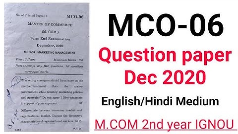 MCO-06 : question paper Dec 2020 || MCO 6 important questions m.com 2nd year