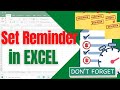 How to set reminder in excel