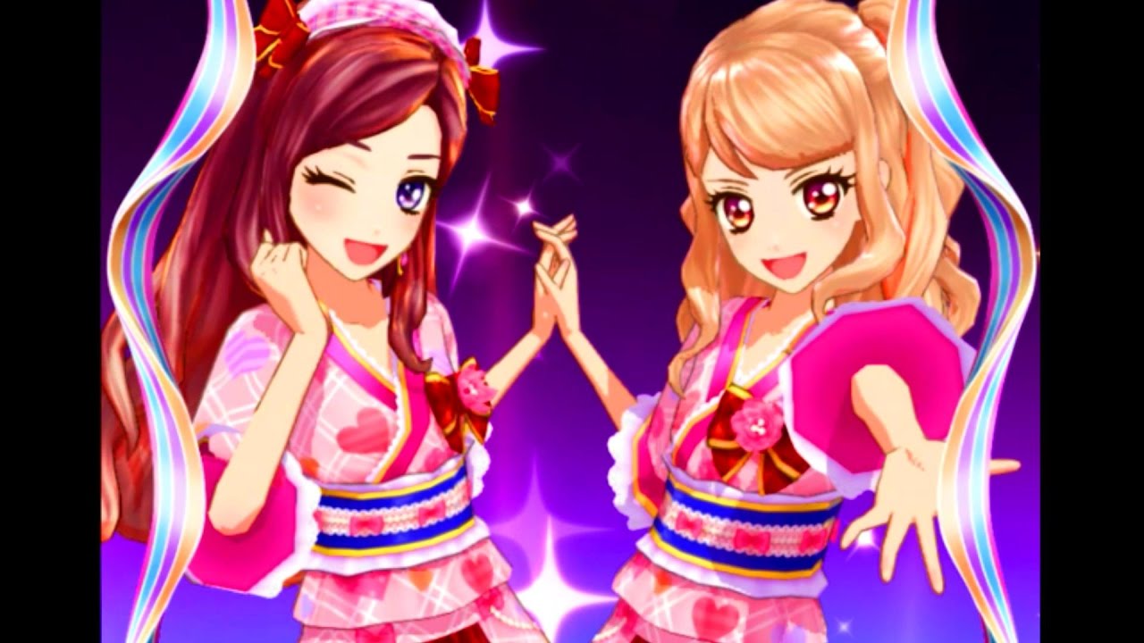 アイカツスターズ！香澄夜空&真昼 桃色ニューイヤーコーデ - YouTube