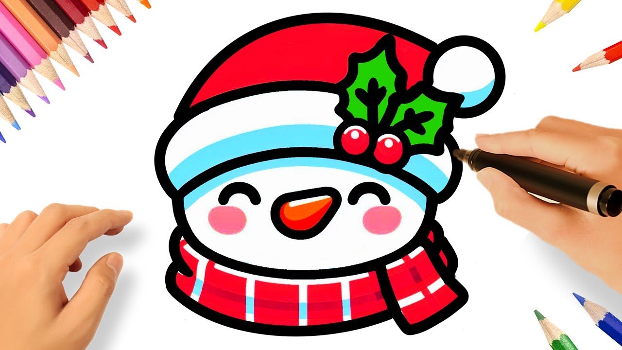 HOW TO DRAW A CUTE CHRISTMAS SNOWMAN FACE EASY ⛄| CUTE CHRISTMAS ...