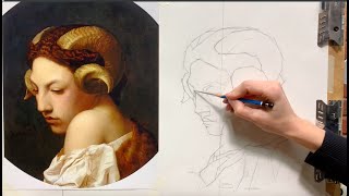 Timelapse Drawing: Sight Size Drawing "Cartoon" for transfer