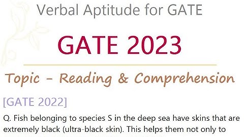 Verbal Aptitude for GATE 2023 - Reading and Comprehension - Solved GATE Question - Fish belonging to