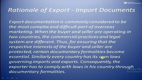 Rationale of Export-Import Documents