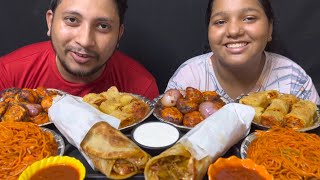 ASMR🌶 SPICY SOYA CHAAP ROLL, TANDOORI MOMOS, SINGAPURI CHOWMINE,SPRING ROLL II MUKBANG II FOODIE GD