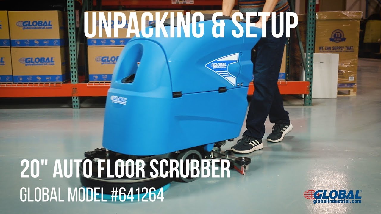 641264 Global Industrial Floor Scrubber Unpacking & Setup - YouTube