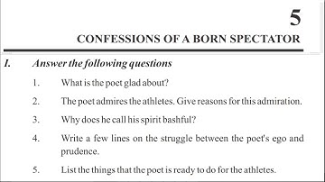 Confessions of a Born Spectator : Question Answers : Class 11th, General English, PSEB