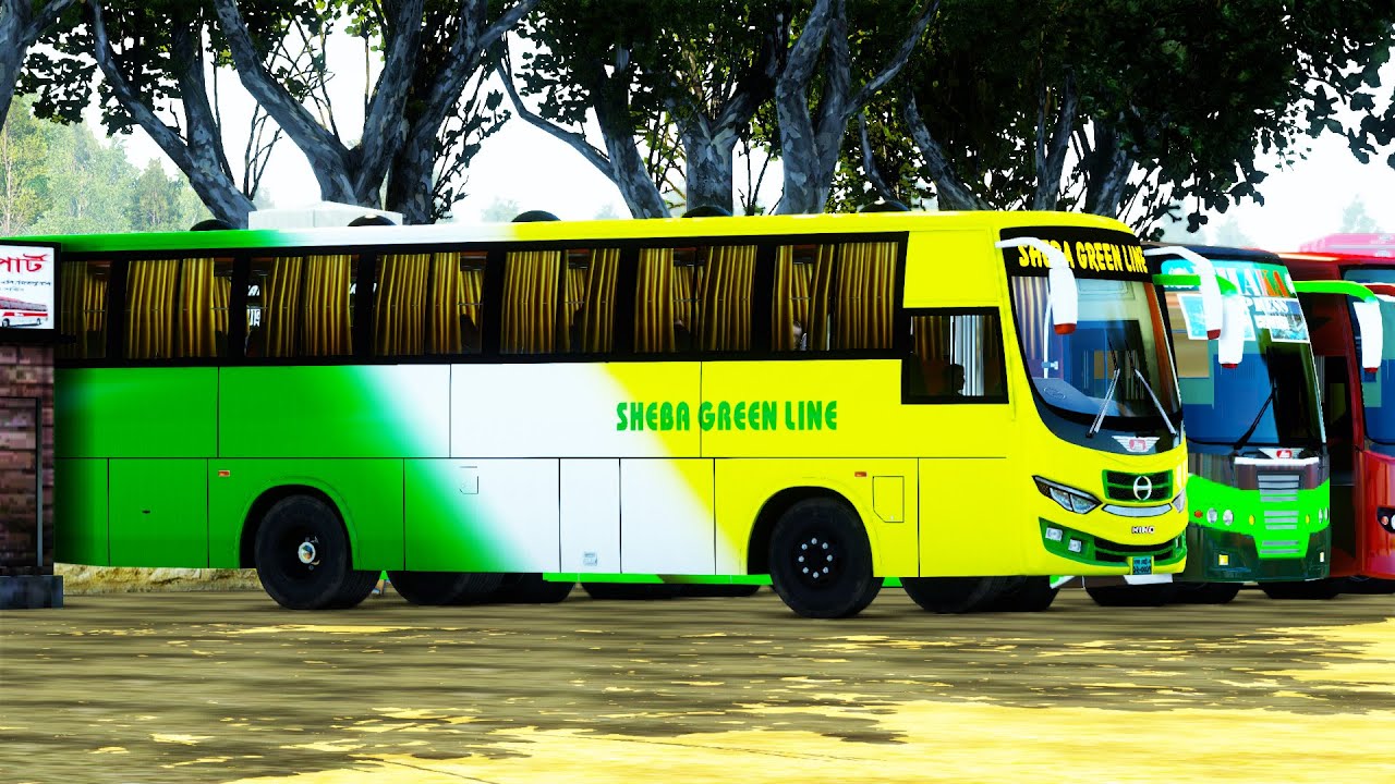 Sheba Green Line Hino 1j Non Ac| Dhaka-Bagerhat-Pirojpur | BSN Map V5