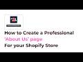 How to Create an About Us Page on Shopify (2026 Tutorial)