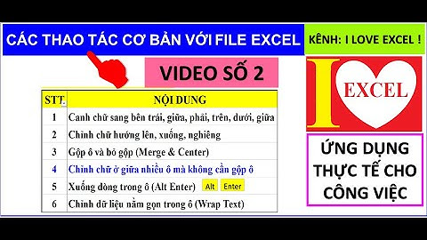 NHỮNG THAO TÁC CƠ BẢN VỚI FILE EXCEL - VIDEO SỐ 2 - ILOVEEXCEL!