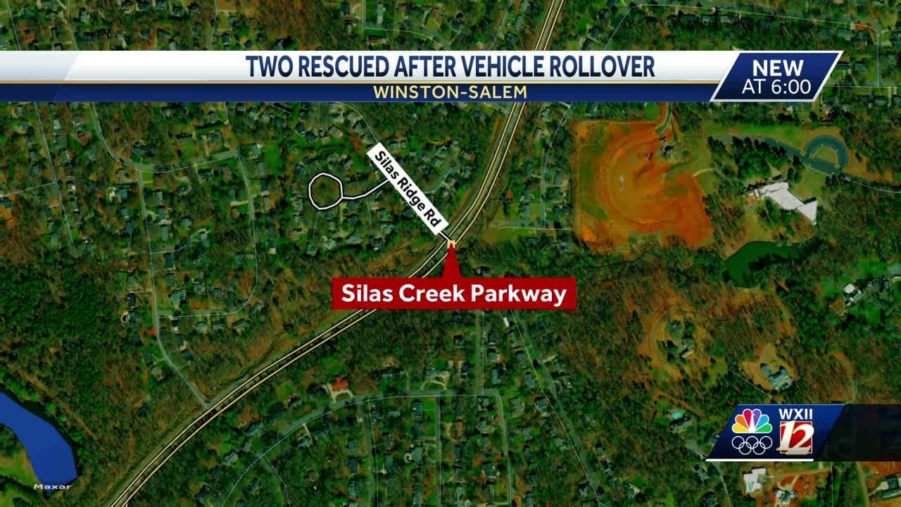 Two rescued from flipped car in embankment on Silas Creek Parkway YouTube