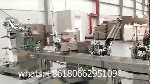 napkin and  plastic spoon fork knife automatic packaging machine wrapping machine with robot