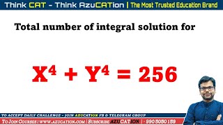 X4+Y4=256 Integral Solution Fermat Law A Must Do Algebra  for CAT 2021 2022 XAT PGDBA By Amiya Sir