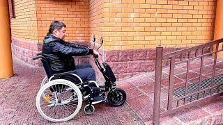 Экстремальный тест-драйв электроприставки для инвалидной коляски