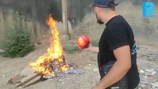 تجربة كرة اطفاء النار