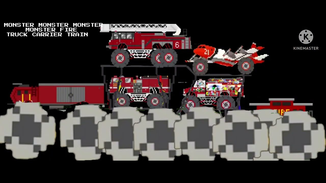 Monster Monster Monster Monster Fire Truck Carrier Train (FIXED) YouTube