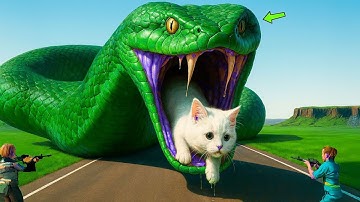 Brave Heroes Save Careless Mother Cat from Giant Python Attack After a Traffic Accident🐍