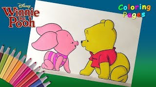 Baby Winnie Pooh and Baby Piglet Coloring Pages for Kids. Winnie Pooh and his friends Coloring Book