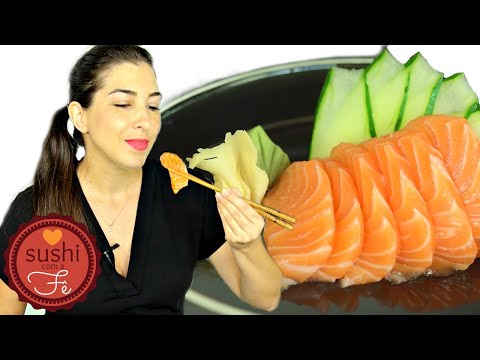 SASHIMI DE SALMÃO DO ZERO | Como Fazer Sushi | Com a Fê