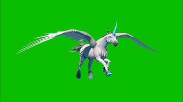 Unicorn animal green background screen animation walking and running