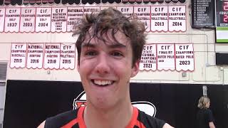 Logan Hutnick of Huntington Beach Boys Volleyball on Seniors Securing Division 1 Regional Home Win